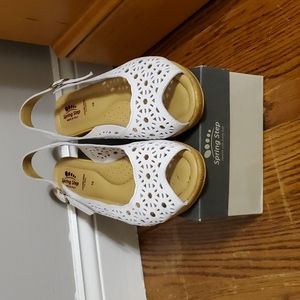 White Open Toed Wedge Sandals